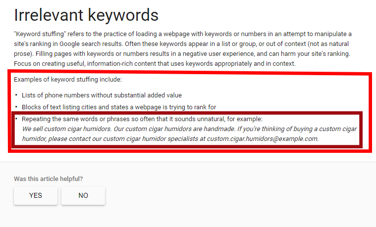 Keyword-Stuffing-example-from-Google-support-about-irrelevant-keywords