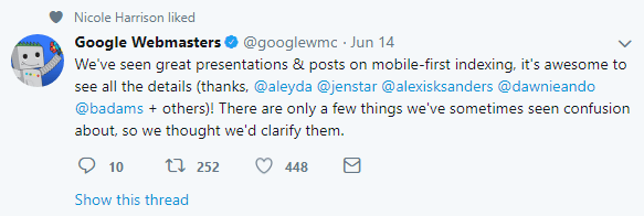 Google webmasters updates clarifications for mobile-first indexing