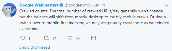 mobile first index clarifications may be more crawls in general during transition