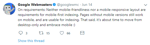 mobile first index clarifications mobile responsive not required for indexing but good