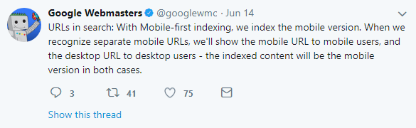 mobile first index clarifications show mobile or desktop depending on device but index mobile version