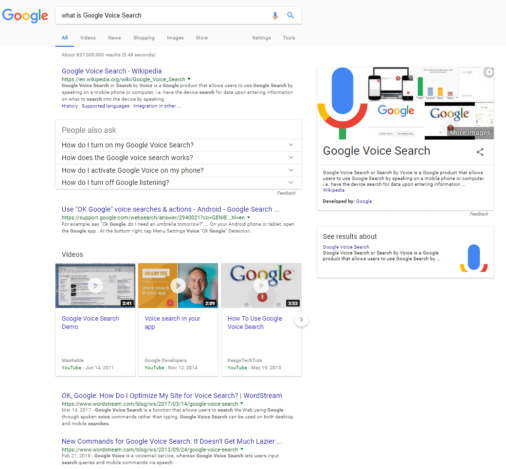 what is google voice search google results with wikipedia number one