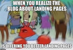 Mr Crabs landing page meme